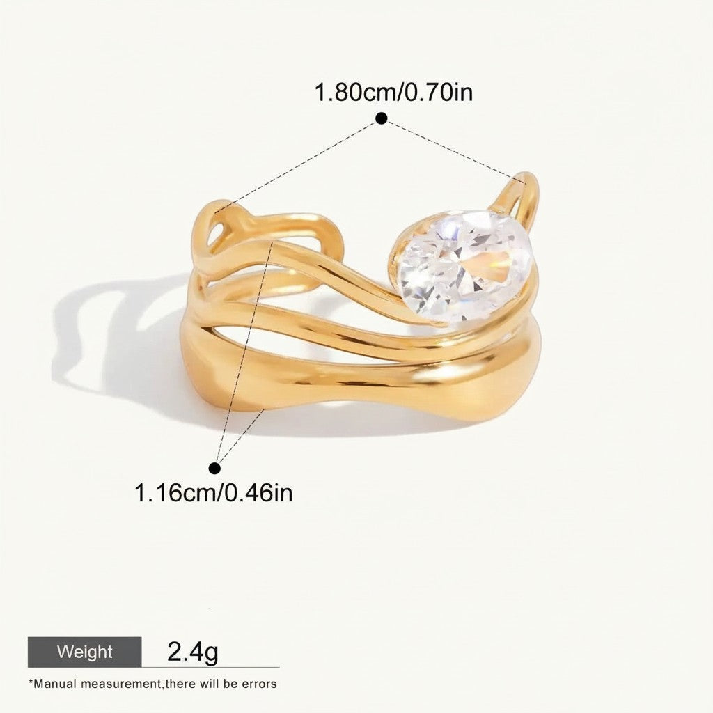 Geometric Crystal Open Ring - view 7