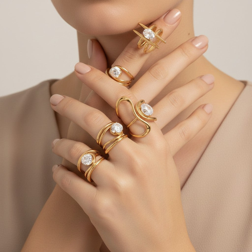 Geometric Crystal Open Ring - view 2