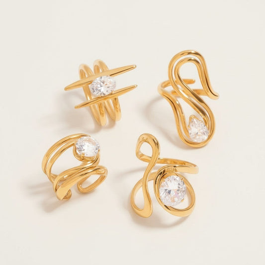 Geometric Crystal Open Ring - view 1