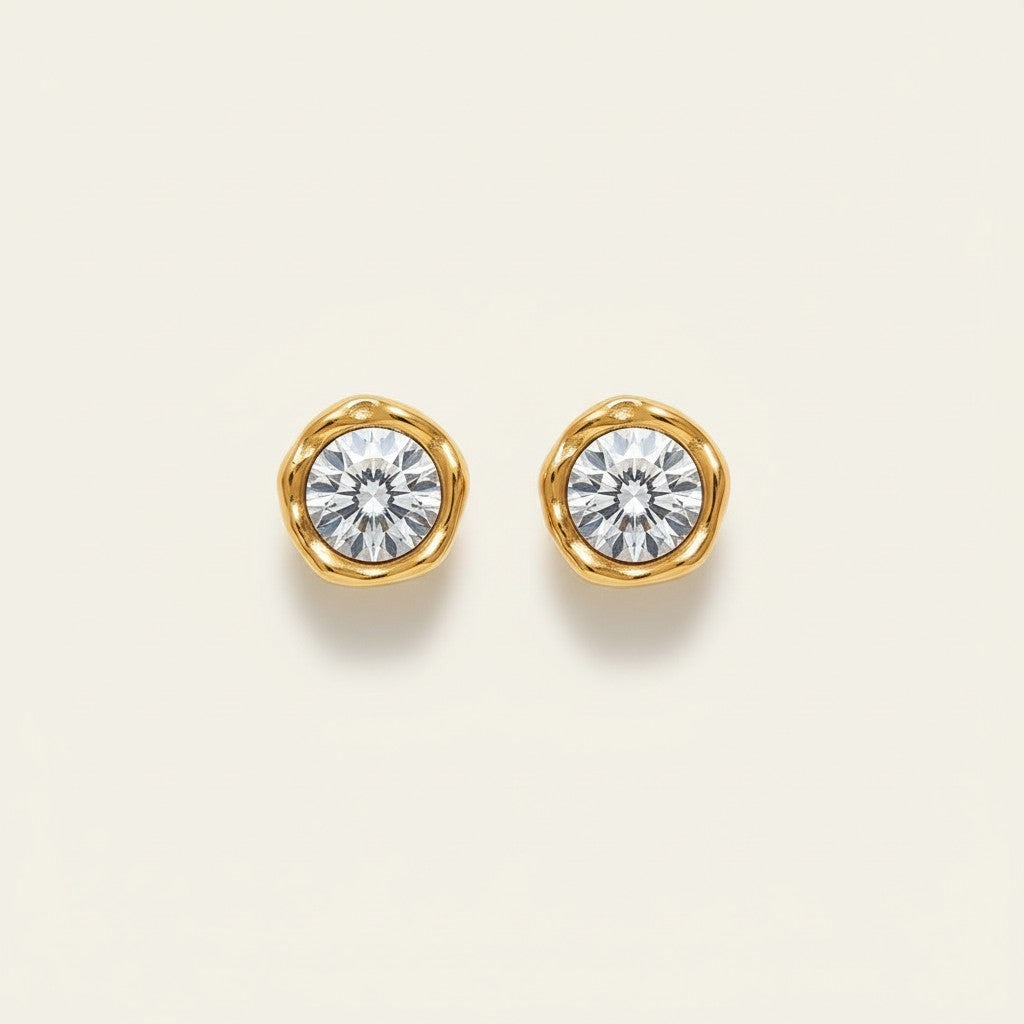 Round Zircon Stud Earrings product view 1