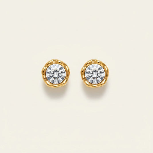Round Zircon Stud Earrings product view 1