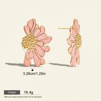 Pink & White Floral Stud Earrings product view 4