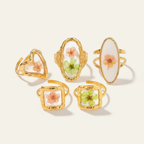 Pressed Blossom Resin Ring - view 1