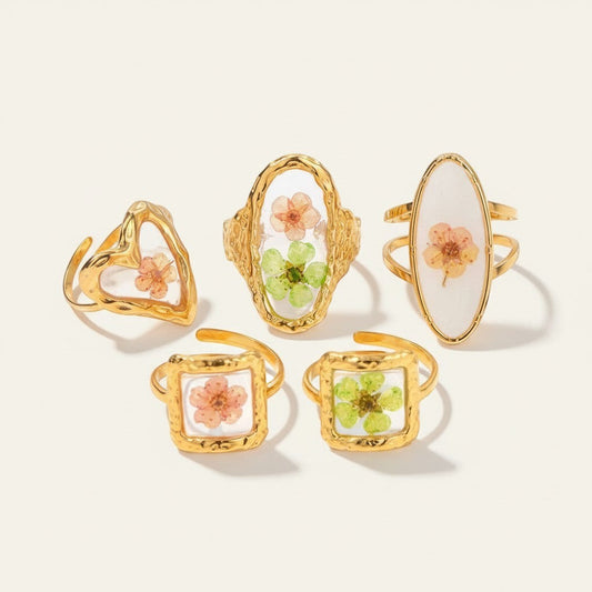 Pressed Blossom Resin Ring - view 1