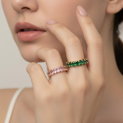Tri-Color Crystal Open Ring - view 3