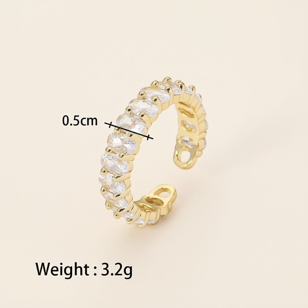 Tri-Color Crystal Open Ring - view 4